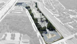 Both the north and south parking lots and the bike park can be seen in this overhead view of the site. Both the north and south parking lots and the bike park can be seen in this overhead view of the site.