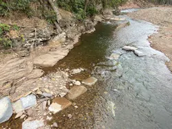 Impacted rock cross-vane after the more recent extreme event Impacted rock cross-vane after the more recent extreme event