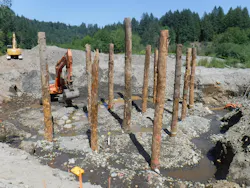 Constructing the foundations of the engineered log jams Constructing the foundations of the engineered log jams