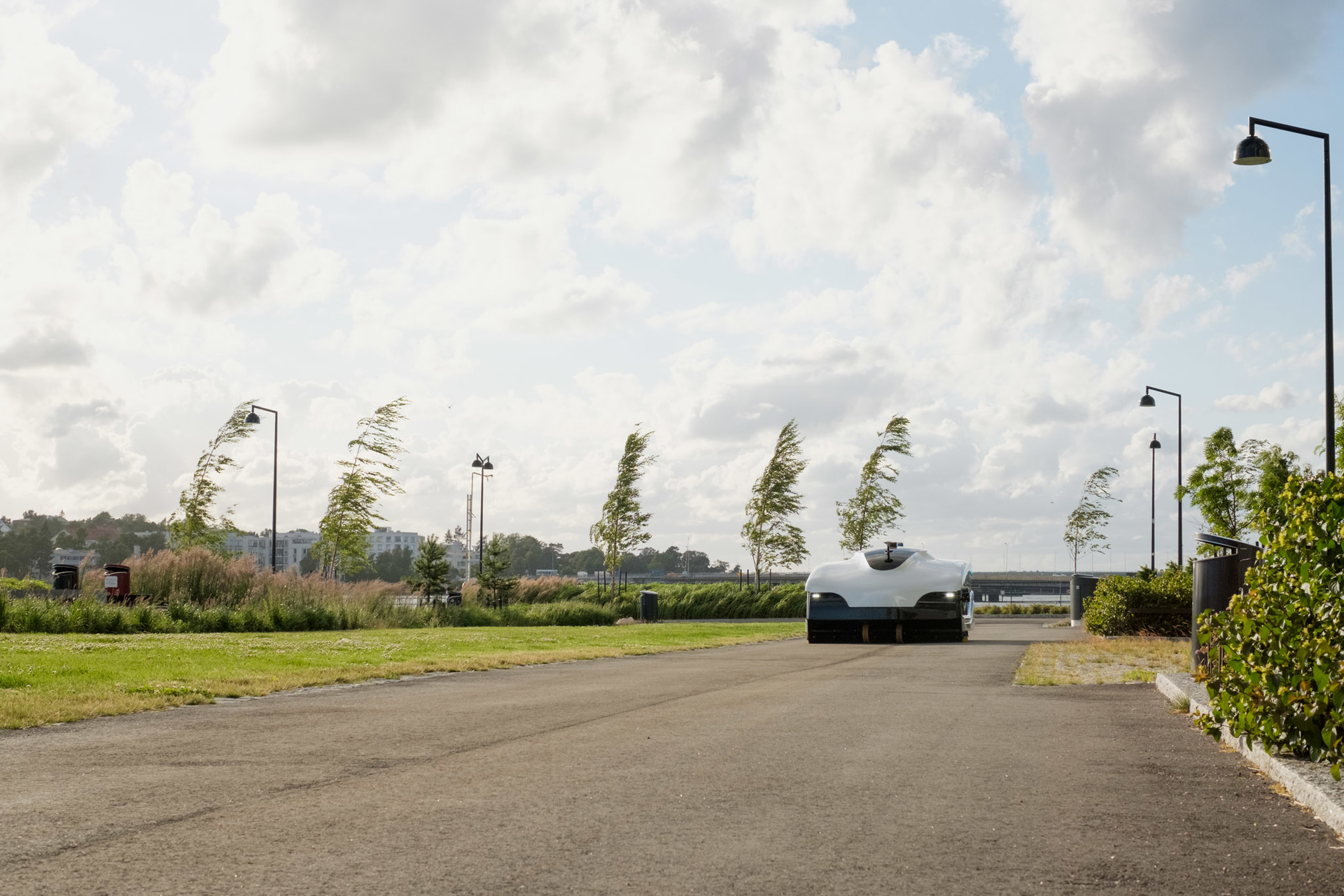 The Tormbia Free, an electric autonomous street sweeper.