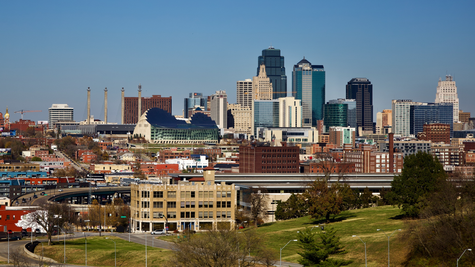 A landscape of downtown Kansas City.