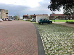 Interlocking brick (left) is one of the oldest forms of permeable paving, while a newer generation of concrete tiles can accommodate gravel or grass. Interlocking brick (left) is one of the oldest forms of permeable paving, while a newer generation of concrete tiles can accommodate gravel or grass.