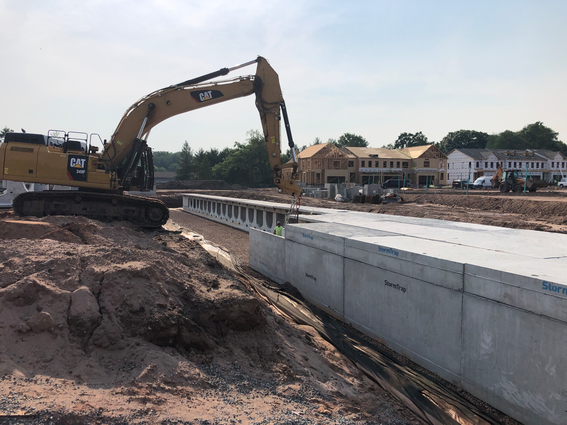 Three underground detention systems were designed to reduce the stormwater runoff peak flows.