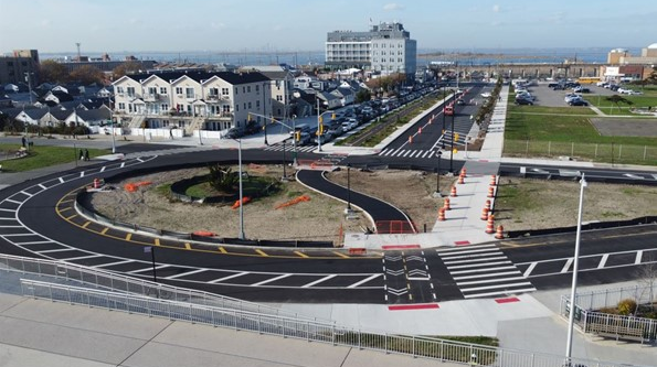Beach 108th in Rockaway has been rebuilt with new streets and sidewalks plus advanced stormwater drainage that includes porous pavement.