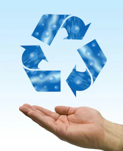 Recycle water hand. One hand care the recycle logo, water element Recycle water hand. One hand care the recycle logo, water element