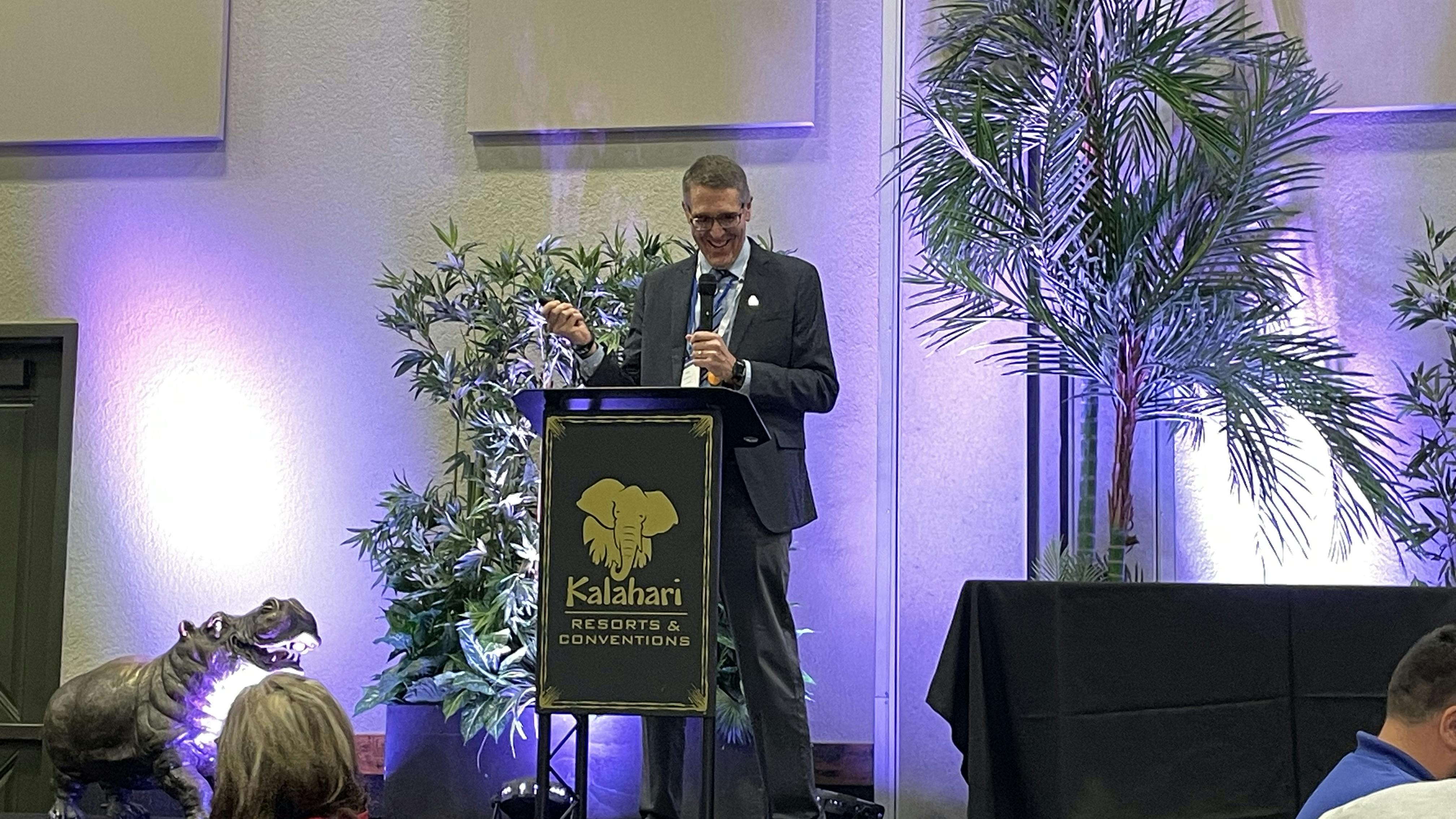 Harry Stark, founder of the Ohio Stormwater Conference, delivering the opening session speech.