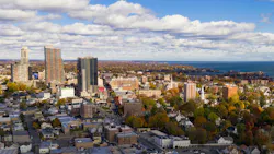 Aerial View Downtown City Skyline New Rochelle New York Aerial View Downtown City Skyline New Rochelle New York
