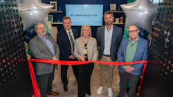 Lord Mayor of Belfast Councillor Tracy Kelly and Kieran Donoghue CEO Invest NI (second) with Stevie Gallagher CTO, Brian Moloney CEO & Jonathan Lavercombe COO from StormHarvester (Photo credit: StormHarvester). Lord Mayor of Belfast Councillor Tracy Kelly and Kieran Donoghue CEO Invest NI (second) with Stevie Gallagher CTO, Brian Moloney CEO & Jonathan Lavercombe COO from StormHarvester (Photo credit: StormHarvester).