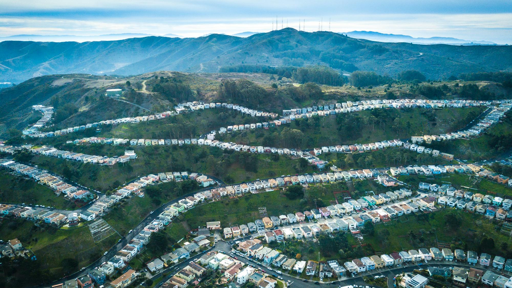 Aerial photo of Daly City in California