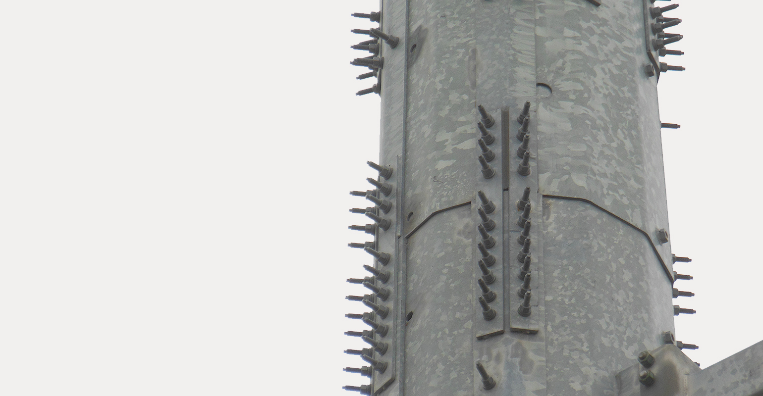 Folded plate attached with blind bolts