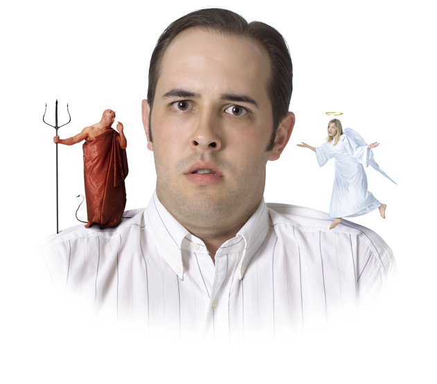 angel and devil on shoulder