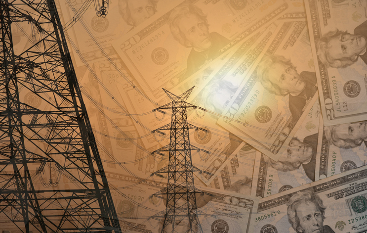 transmission tower and money