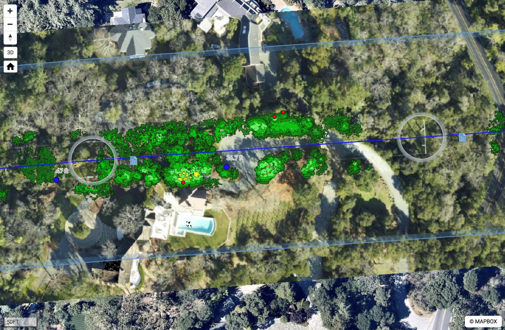Enview automatically detects grow-in and fall-in vegetation that could pose risk to power lines. Results are displayed on an intuitive and secure Web Portal.