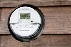 A smart meter with its screen showing readings A smart meter with its screen showing readings