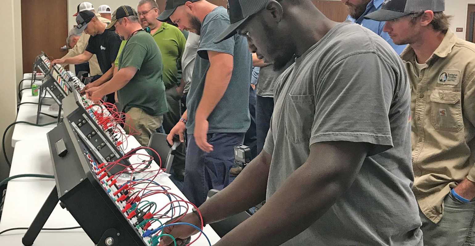 North Carolina linemen practice three-phase transformer banking using Load-Trainer II Transformer Simulators