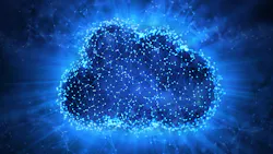 A representational image showing a cloud with digital data A representational image showing a cloud with digital data