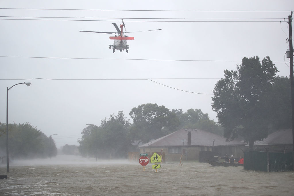 helicopter over flooding