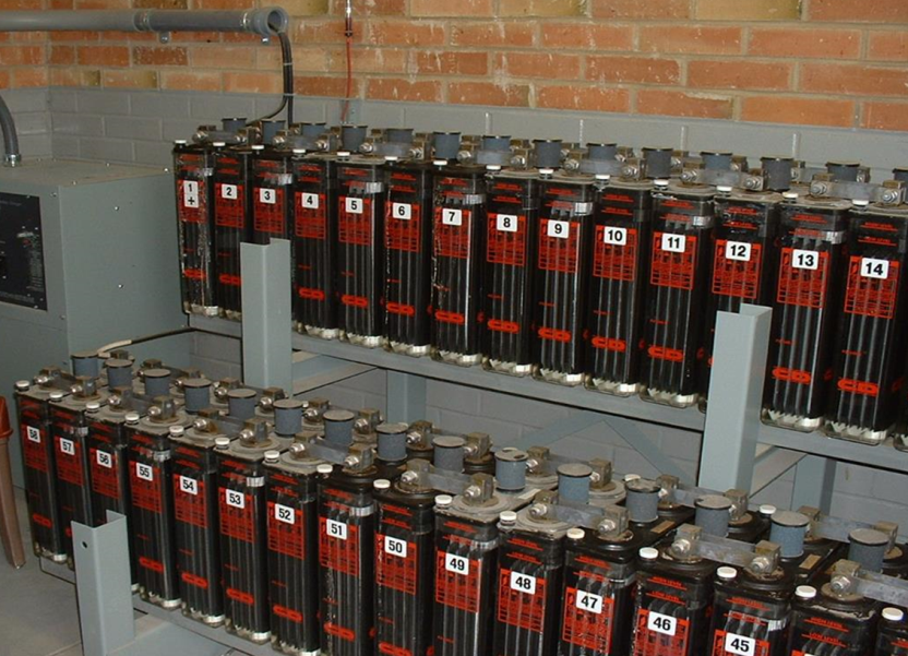 Typical string of vented lead-acid batteries