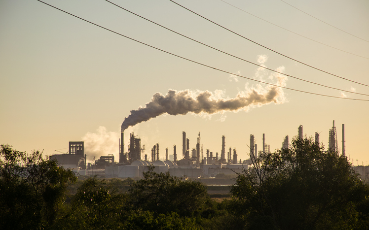 A power plant emitting smoke