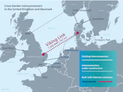 Map highlighting the Viking Link between Great Britain and Denmark Map highlighting the Viking Link between Great Britain and Denmark