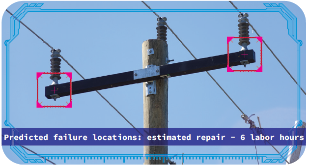 Predicted failure locations on an electric pole
