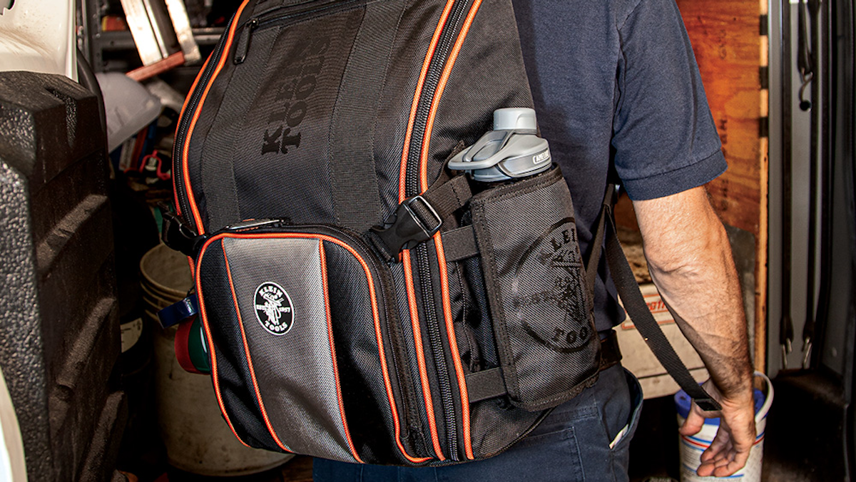 combination backpack and workstation keeps workers organized on the go t d world