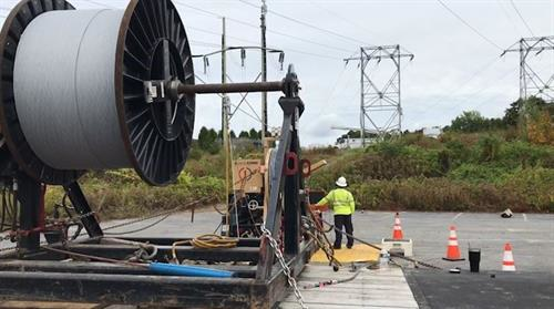 A utility worker and equipment
