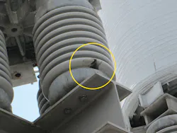 Failed high-voltage bushing that caused PLN. Failed high-voltage bushing that caused PLN.