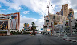 The Las Vegas strip's casinos stand nearly vacant without their usual flood of tourists. The Las Vegas Review-Journal reported that their closure affected tens of thousands of workers. The Las Vegas strip's casinos stand nearly vacant without their usual flood of tourists. The Las Vegas Review-Journal reported that their closure affected tens of thousands of workers.