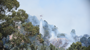 A wildfire over the Grizzly Peak in the Oakland area in San Francisco Bay. The fire caused the evacuation of the University of California, Berkeley.