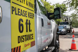 ComEd trucks post messages to maintain distance when crews respond to outages. ComEd trucks post messages to maintain distance when crews respond to outages.