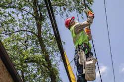 ComEd line worker responds to outage in Lyons, Illinois. ComEd line worker responds to outage in Lyons, Illinois.