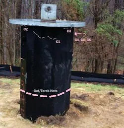 Caisson depth when driving refusal was realized. Caisson depth when driving refusal was realized.