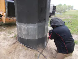 Using a plasma torch to make the cut, after locating the cut-off distance. Using a plasma torch to make the cut, after locating the cut-off distance.