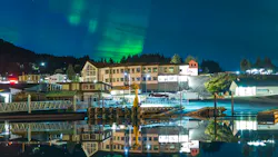The aurora borealis appears over Cordova's town center. About 2,300 people live in the town year-round. The aurora borealis appears over Cordova's town center. About 2,300 people live in the town year-round.