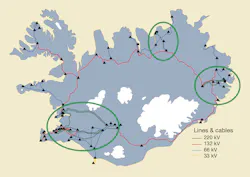 Landsnet’s 220-kV, 132-kV, 66-kV and 33-kV transmission system in Iceland. Landsnet’s 220-kV, 132-kV, 66-kV and 33-kV transmission system in Iceland.