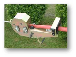 Covering a span of overhead conductors with the MVLC installation tool. Covering a span of overhead conductors with the MVLC installation tool.