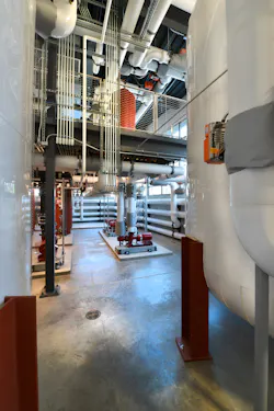 The Eco-District uses this centralized heating, cooling and electrical system, plus on-site solar panels, battery and thermal storage to serve the energy needs of multiple buildings. The Eco-District uses this centralized heating, cooling and electrical system, plus on-site solar panels, battery and thermal storage to serve the energy needs of multiple buildings.