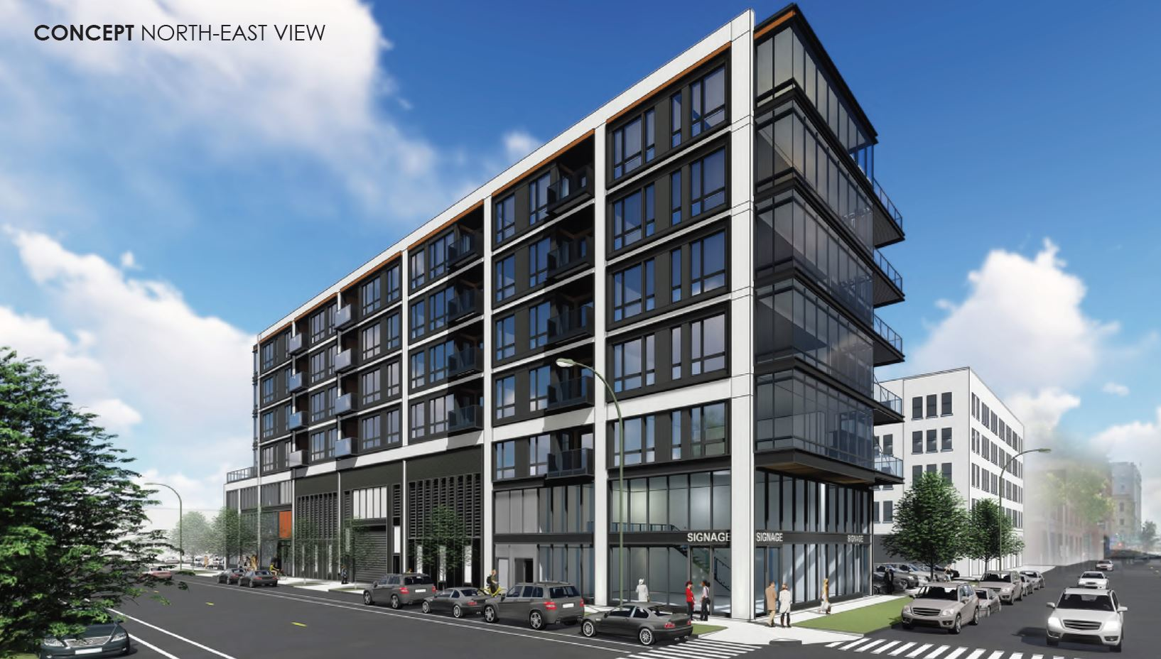 As this rendering shows, a mixed-use development was built above and on each side of substation facility.