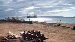 Cable pull-in procedure at Peloponnese landfall. Cable pull-in procedure at Peloponnese landfall.