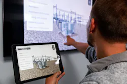 A developer demonstrates a tablet-based substation safety and awareness app for substation technician apprentices. A developer demonstrates a tablet-based substation safety and awareness app for substation technician apprentices.