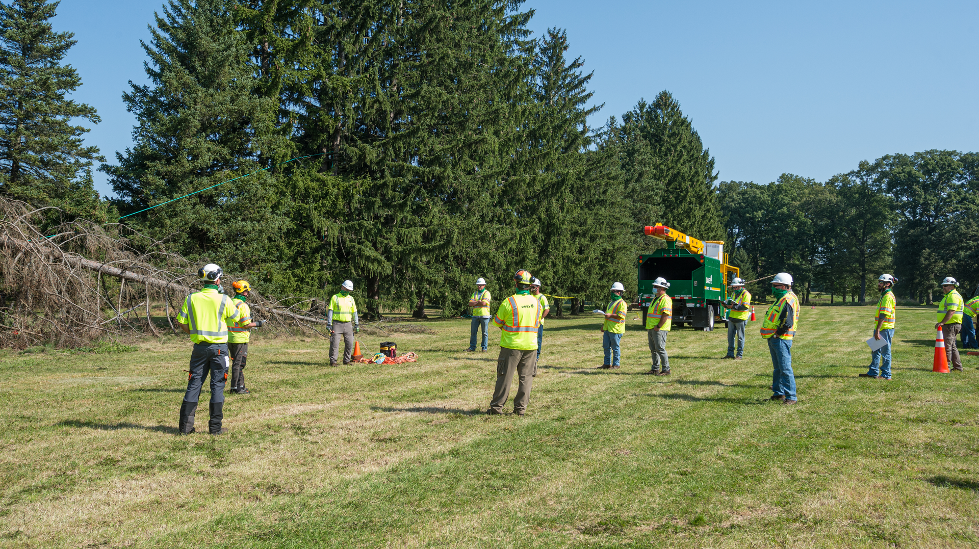 The wires under tension training program brings employees to Kent, Ohio, to learn how to safely remove trees from power lines.