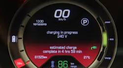 An electric vehicle’s charge readout. DC fast-chargers are capable of putting more stress on transformers and the greater the power grid than Level 1 chargers that take hours to bring a vehicle to full charge. An electric vehicle’s charge readout. DC fast-chargers are capable of putting more stress on transformers and the greater the power grid than Level 1 chargers that take hours to bring a vehicle to full charge.