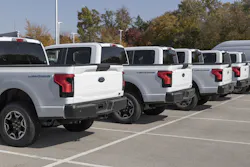 A row of Ford F-150 Lightning all-electric pickups are for sale. A greater variety of EVs models capable of doing different jobs is driving growth in the electric fleet sector for commercial, industrial and institutional electricity customers. A row of Ford F-150 Lightning all-electric pickups are for sale. A greater variety of EVs models capable of doing different jobs is driving growth in the electric fleet sector for commercial, industrial and institutional electricity customers.