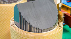 The core of a power transformer, made of specially milled electrical steel. The core of a power transformer, made of specially milled electrical steel.