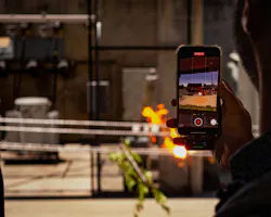 A test of enhanced power line safety settings, which shuts power off in one-tenth of a second or less when contact with a foreign object or a fault occurs on a power line. A test of enhanced power line safety settings, which shuts power off in one-tenth of a second or less when contact with a foreign object or a fault occurs on a power line.