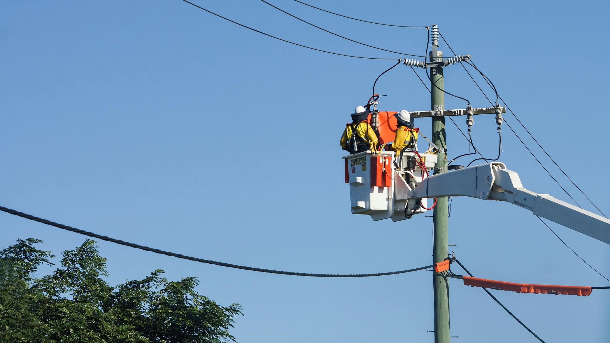 Electric utility workers