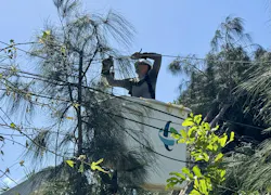 A Duke Energy lineworker works on backyard lines in Orlando, Florida, following Hurricane Milton. A Duke Energy lineworker works on backyard lines in Orlando, Florida, following Hurricane Milton.