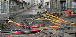 Digging often requires the repair of underground communications pipes and cables. Digging often requires the repair of underground communications pipes and cables.