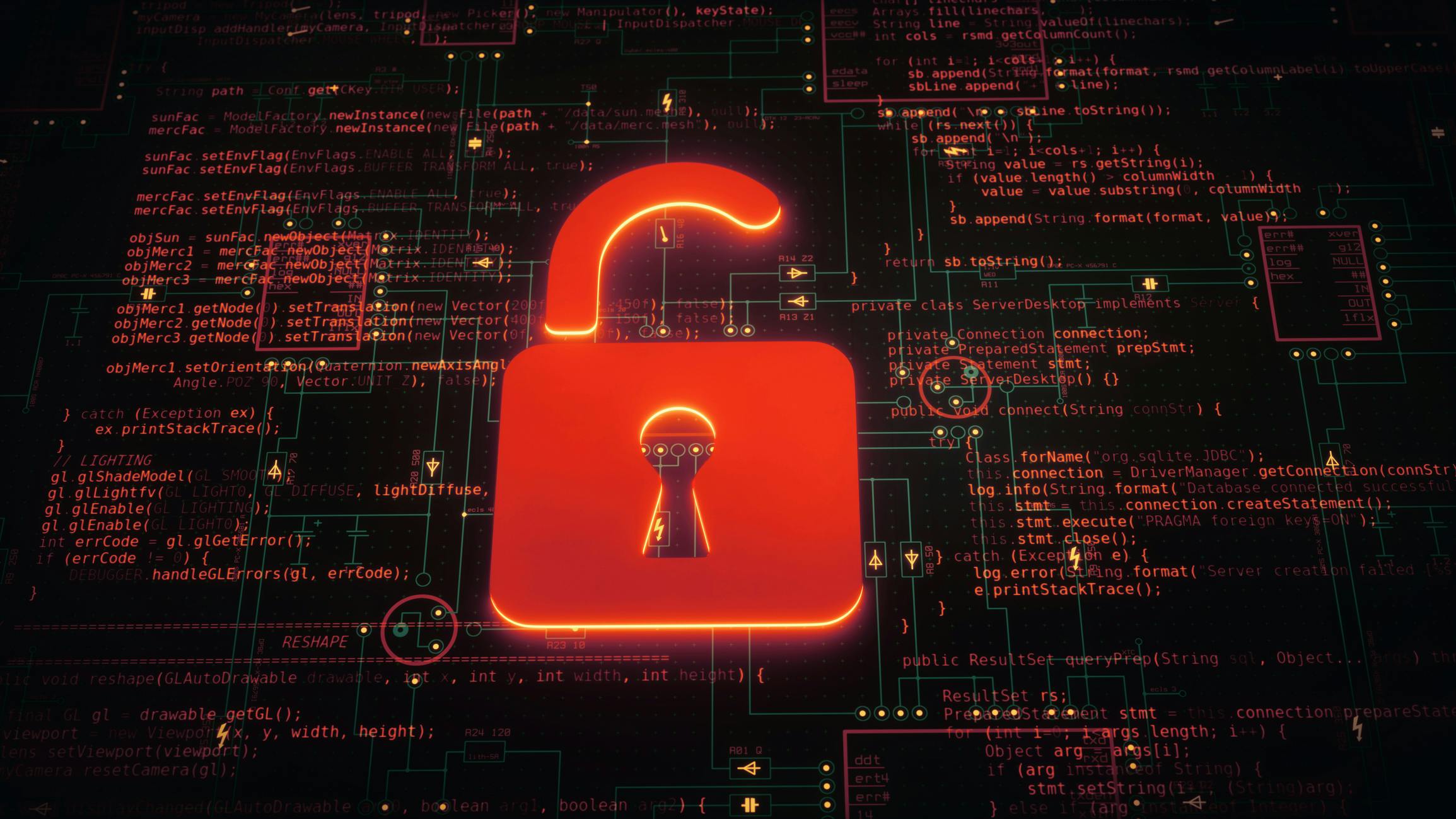 lock in front of circuit board